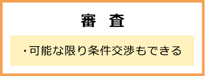 審査 ・可能な限り条件交渉もできる